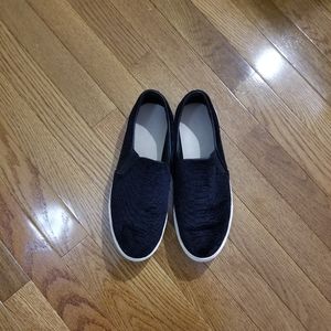 Aldo Black Velvet Snakeskin Slip-Ons